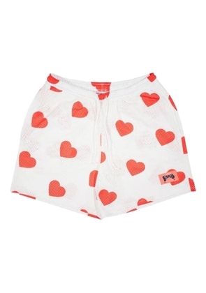 Bisous Skateboards Moto Heart printed shorts - White