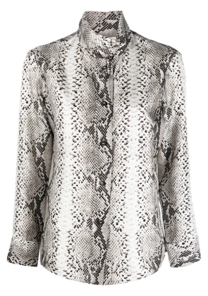 Alberto Biani snakeskin-print high-neck silk shirt - Black