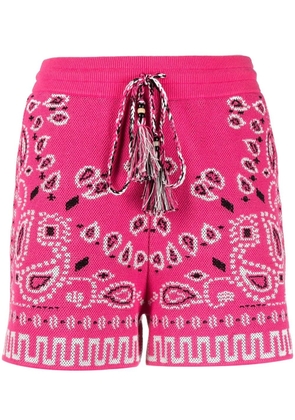 Alanui bandana-print pique shorts - Pink