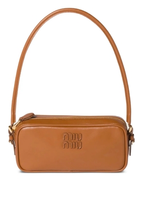 Miu Miu leather logo-plaque mini bag - Brown