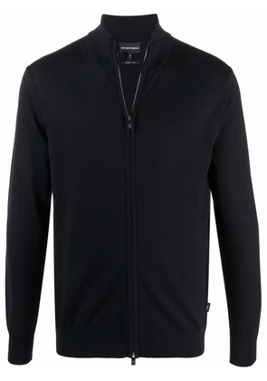Emporio Armani zip-up virgin wool cardigan - Blue