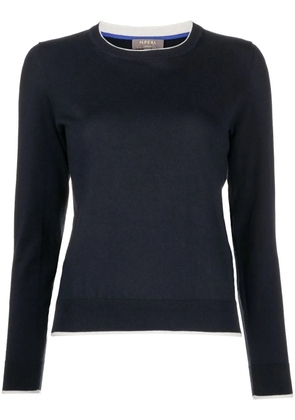 N.Peal striped-border cotton-cashmere sweater - Blue