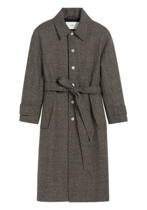 AMI Paris belted single-breasted coat - Grey