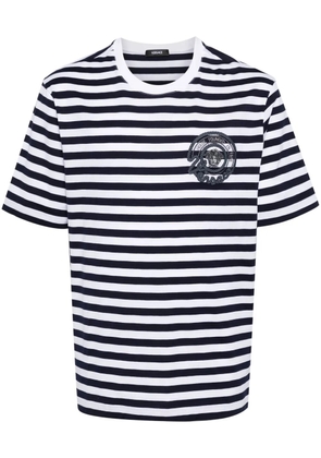 Versace Medusa-embroidered striped T-shirt - Blue