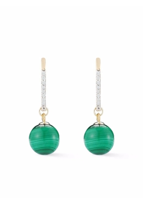 Mateo 14kt yellow gold single malachite diamond drop earrings