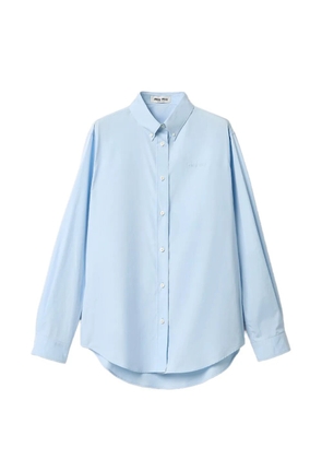Miu Miu button-down embroidered poplin shirt - Blue