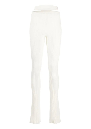 ANDREĀDAMO cut-out waist ribbed trousers - White
