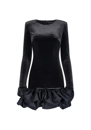 IMROSKA velvet ruffled mini dress - Black