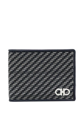 Ferragamo logo-patched woven wallet - Blue
