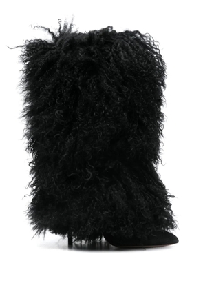Paris Texas 105mm Furry Stiletto boots - Black