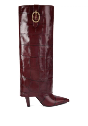 Kurt Geiger London 100mm croc-embossed fold-over boots - Red