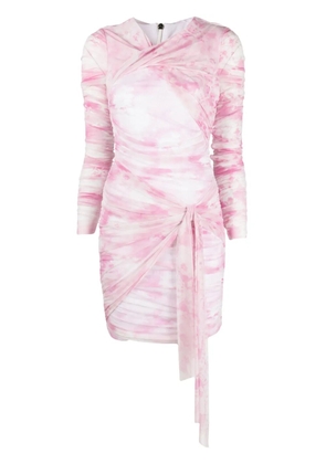 MSGM tie-dye ruched short dress - Pink