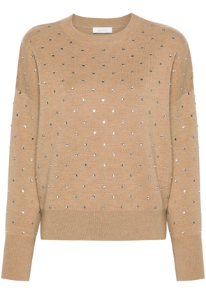 Rabanne crystal-embellished wool jumper - Brown