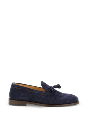 Brunello Cucinelli woven tassel-detail suede loafers - Blue