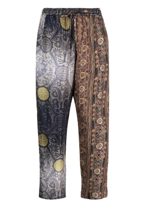 Pierre-Louis Mascia graphic-print silk trousers - Brown