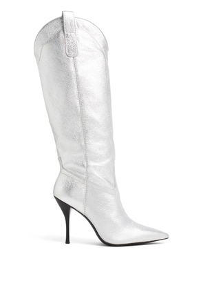 Stuart Weitzman western-style metallic high boots - Silver