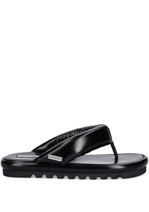 NAKED WOLFE Hilary padded leather thong slides - Black