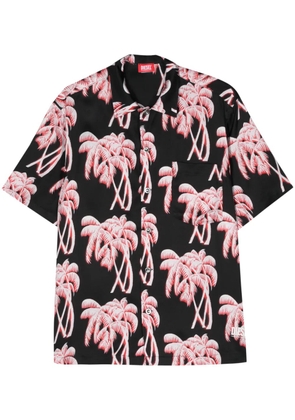 Diesel Bmowt-Adrian palm-tree print shirt - Black