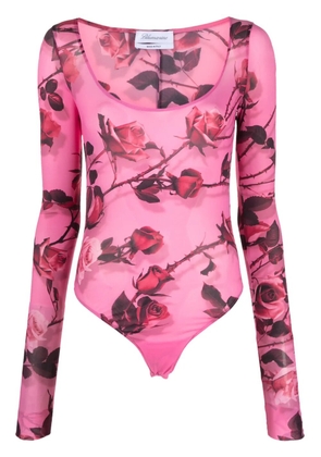 Blumarine floral-print long-sleeve bodysuit - Pink