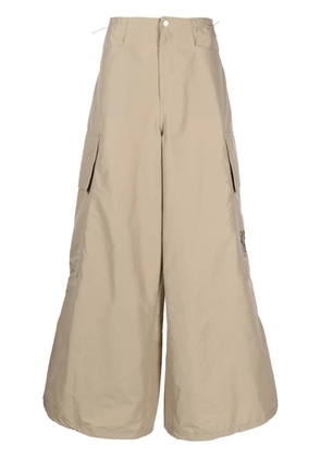 Palm Angels PA Monogram-embroidery wide-leg trousers - Neutrals