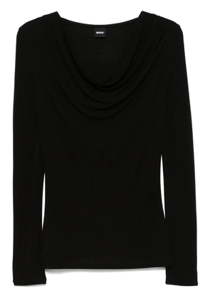 BOSS cowl-neck crepe top - Black