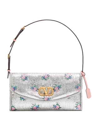 Valentino Garavani DeVain floral-pattern small shoulder bag - Silver