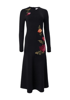 Carolina Herrera chrysanthemum-embroidered knit midi dress - Black