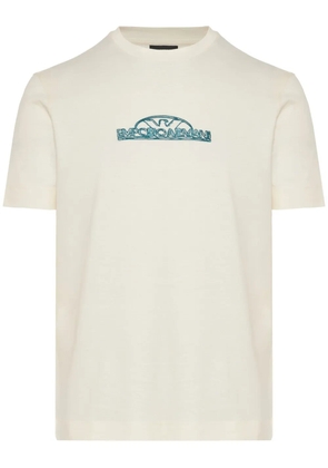 Emporio Armani logo-embroidered crew neck T-shirt - Neutrals