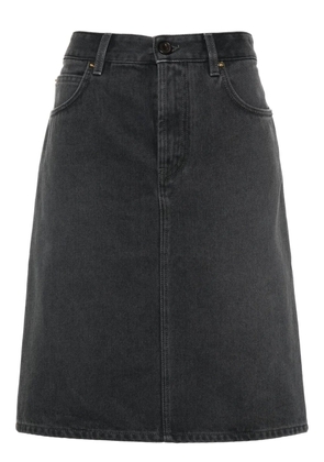 Miu Miu logo-appliqué denim mini skirt - Grey