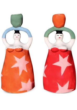 LAETITIA ROUGET x Browns Sandra Superstar porcelain candle holder (set of two) - Red