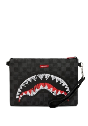 Sprayground check-pattern logo-detail clutch bag - Black