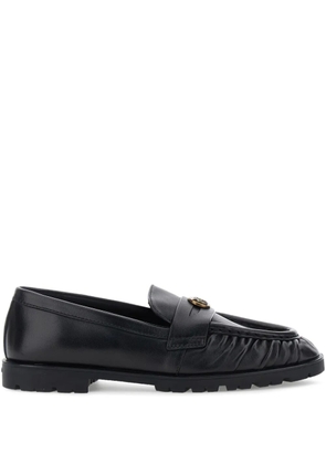 PINKO Nora pleated logo loafers - Black