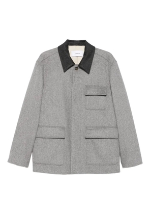 Lardini contrast-collar wool shirt jacket - Grey