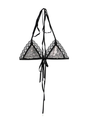 The Attico rhinestone-detailed bikini top - Black