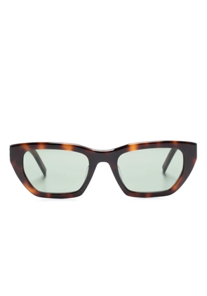 Saint Laurent Eyewear logo-plaque cat-eye sunglasses - Brown