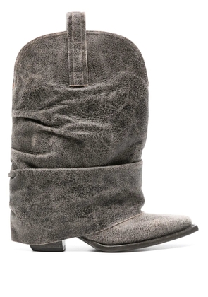 R13 cracked-effect leather boots - Black