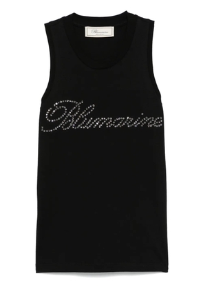 Blumarine rhinestone-logo tank top - Black