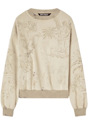Palm Angels graphic-print cotton sweatshirt - Neutrals