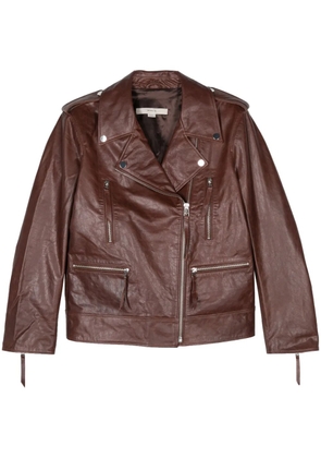 REMAIN leather biker jacket - Brown