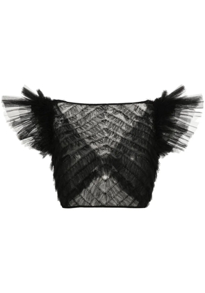 Huishan Zhang ruffled tulle top - Black