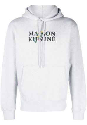 Maison Kitsuné logo-print drawstring cotton hoodie - Grey