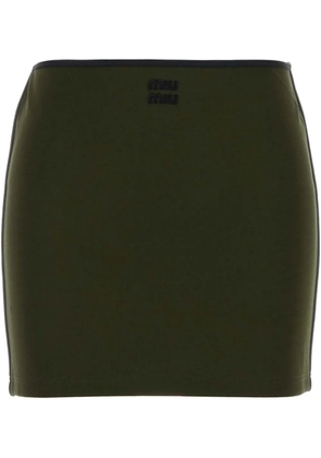 Miu Miu logo-embroidered mini skirt - Green