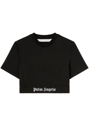 Palm Angels logo-underband cropped T-shirt - Black