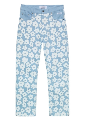 MSGM floral-print straight pants - Blue