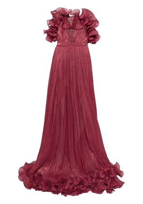 Ana Radu ruffle-trim gown - Red