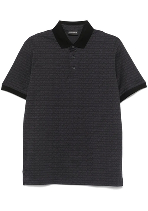 Emporio Armani logo-jacquard polo shirt - Black