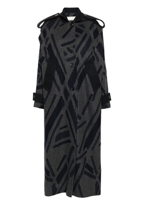 LITKOVSKA geometric-print wool trench coat - Grey