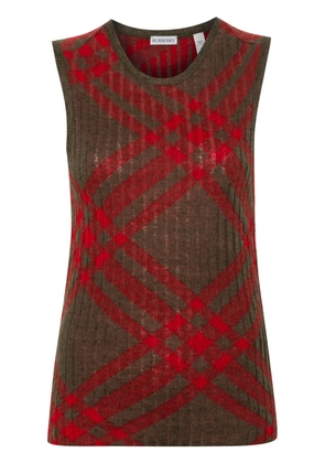 Burberry Check Wool Blend Tank Top - Brown