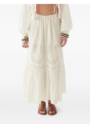 MAISON HOTEL embroidered tiered midi skirt - White