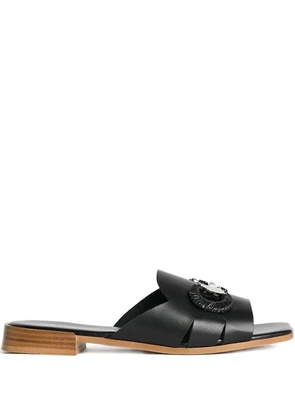 Karl Lagerfeld leather slides - Black